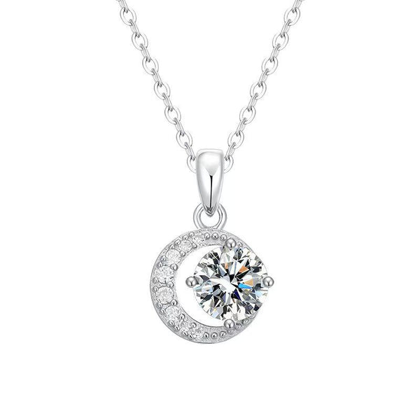 N012- Moon Moissanite Pendant Necklace