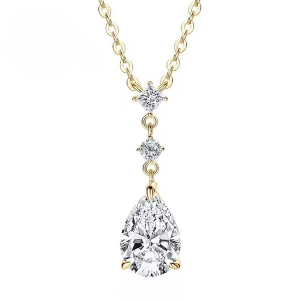 N015- Custom 2ct Pear Cut Moissanite Pendant Necklace