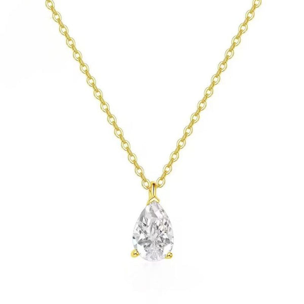 N016- Custom 3ct Pear Moissanite Solitare Necklace
