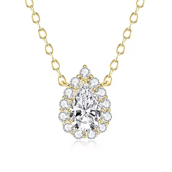 N018- Custom 3CT Pear Moissanite Pendant Necklace