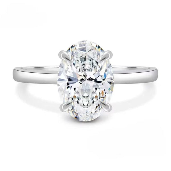 R009-Ainan Custom 3CT Oval Moissanite Ring
