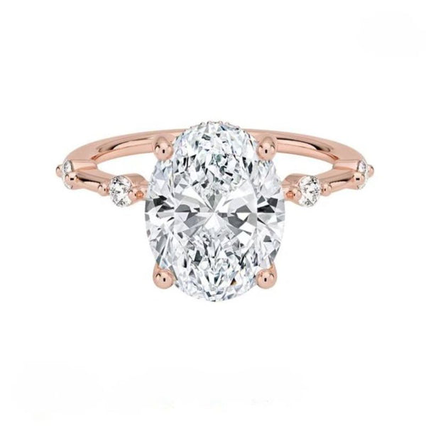 R020-Ainan Custom 3CT Oval Moissanite Hidden Halo Ring