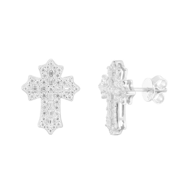 E013- MOISSANITE CROSS EARRINGS