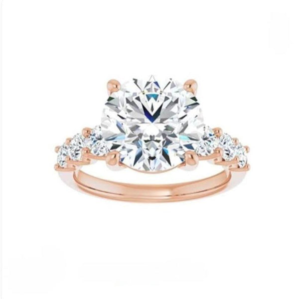 R023-Ainan Custom 5CT Round Moissanite Engagement Ring