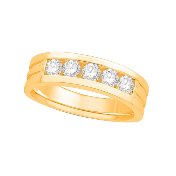 10K 0.95CT Diamond Men's Wedding Band