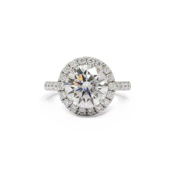 R001- Custom 4CT Round Brilliant Moissanite Halo Ring