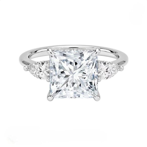 R022-Ainan Custom 5CT Asscher Cut Moissanite Three Stone Ring