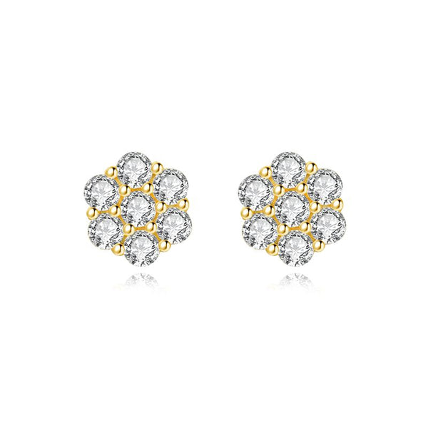 E006- 9mm Moissanite Cluster Flower Earrings