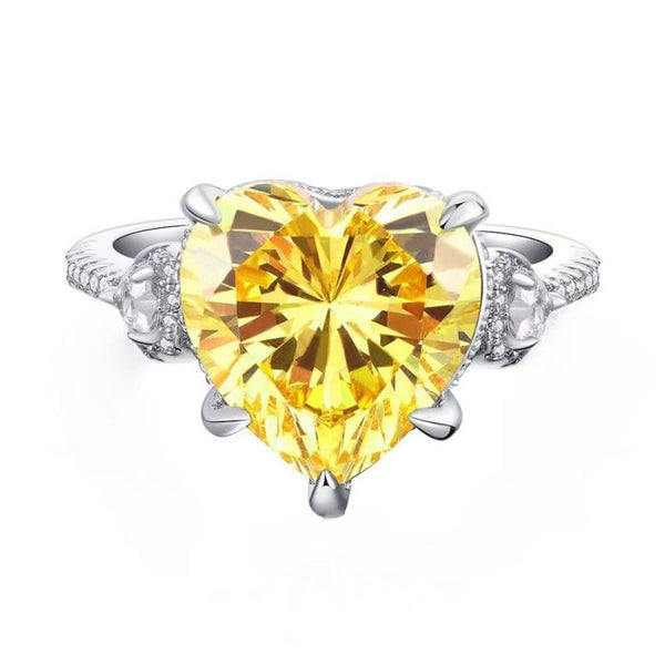 R026-Ainan Custom 3CT Pear Yellow Moissanite Ring