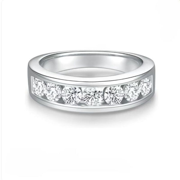 R018-Ainan Custom 1.4CT Moissanite Eternity Wedding Band Men Ring