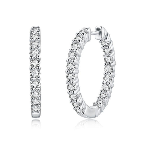 E008- Sterling Silver Moissanite Hoop Earrings