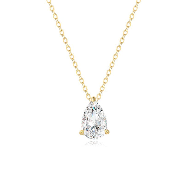 N004- Custom 3CT Pear Cut Moissanite Pendant Necklace