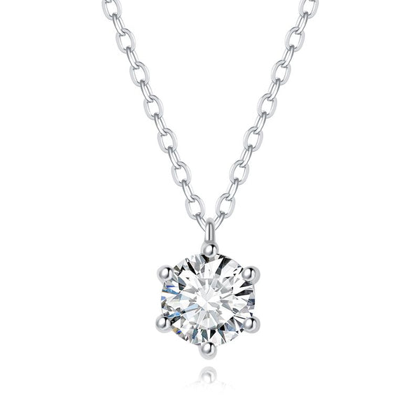 N003- 1CT Moissanite Six Claws Pendant Necklace