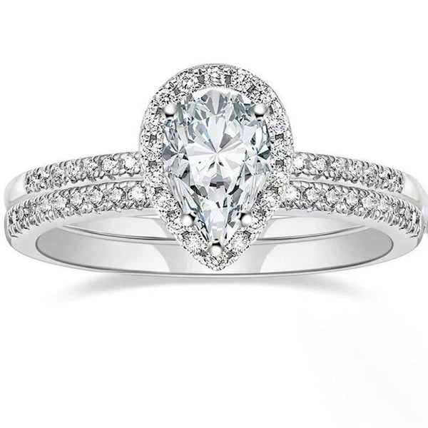 R010- Pear Cut 5CT Moissanite Bridal Ring Set