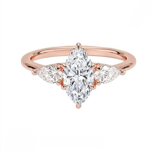 R017-Ainan Custom 3CT Marquise Cut Moissanite Ring