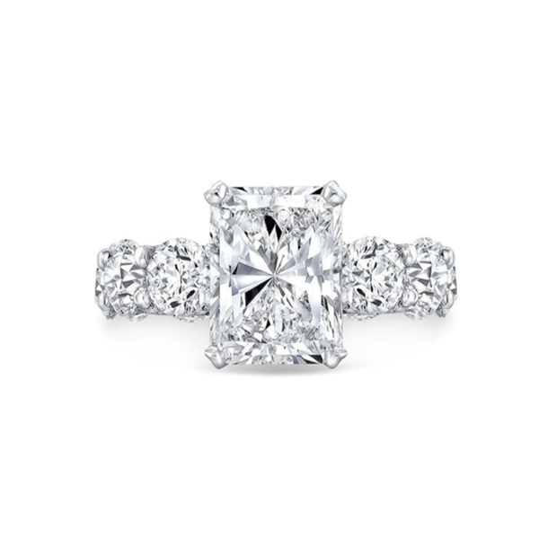 R014-Ainan Custom 8CT Radiant Cut Moissanite Luxury Ring