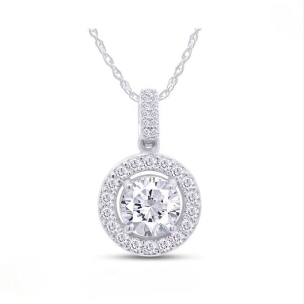 N008- Round 2CT Moissanite Halo Necklace