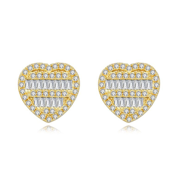 E005- Moissanite Baguette Heart Earrings