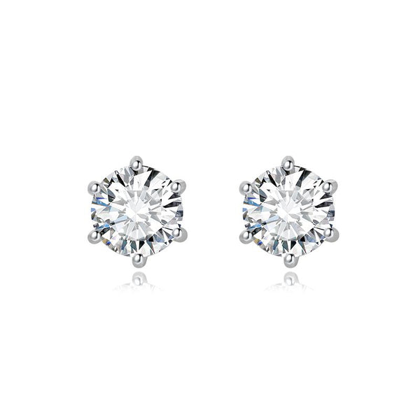 E002- Six Claws Moissanite Solitaire Stud Earrings