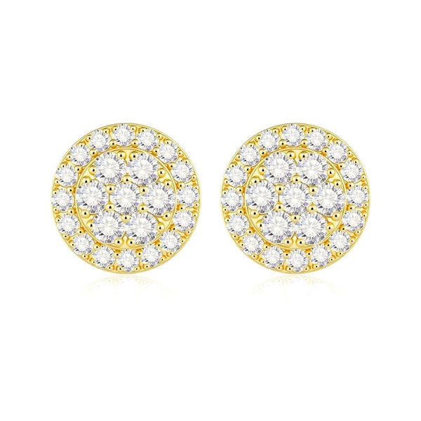 E007- Moissanite Round Cluster Earrings