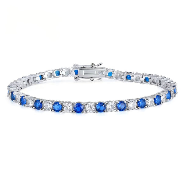 Sterling Silver 3mm Lab Grown Sapphire Tennis Bracelet