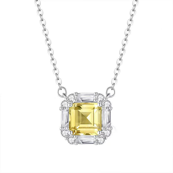 N010- Cutom 2CT Asscher Yellow Moissanite Necklace
