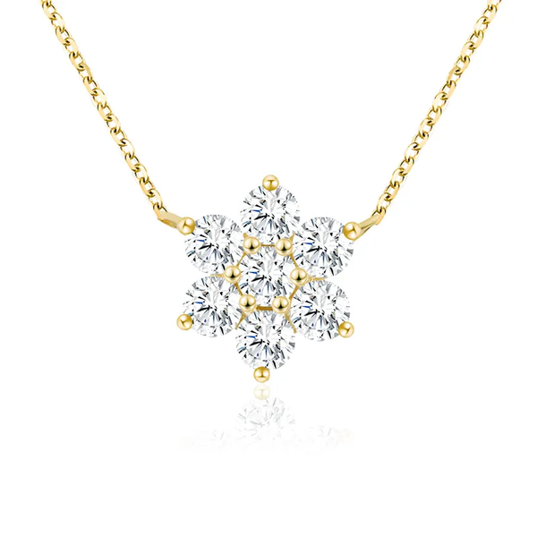 N023- Flower Moissanite Pendant Necklace