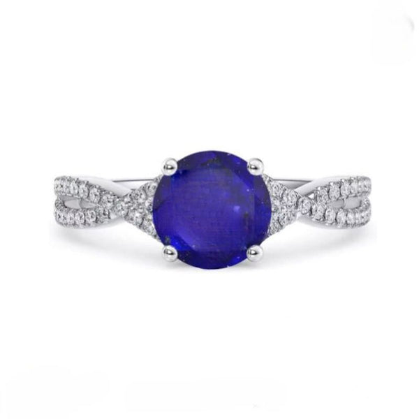 R038-Ainan Custom 1CT 2CT Round Lab Grown Sapphire Ring