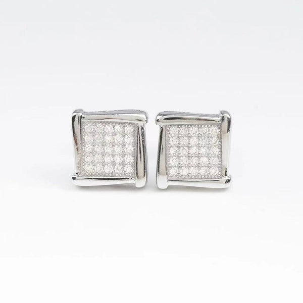 E012- SILVER MOISSANITE SQUARE EARRINGS