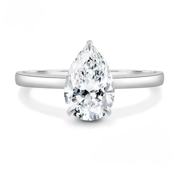 R041-Ainan Custom 3CT Pear Cut Moissanite Solitaire Ring