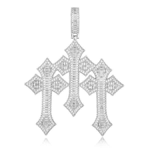 P2502- Baguette Moissanite Cross Pendant