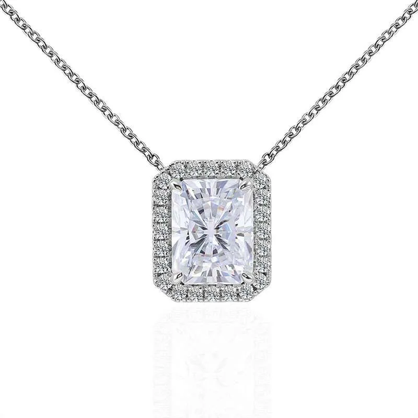 N030- 3CT Radiant Cut Moissanite Pendant Necklace