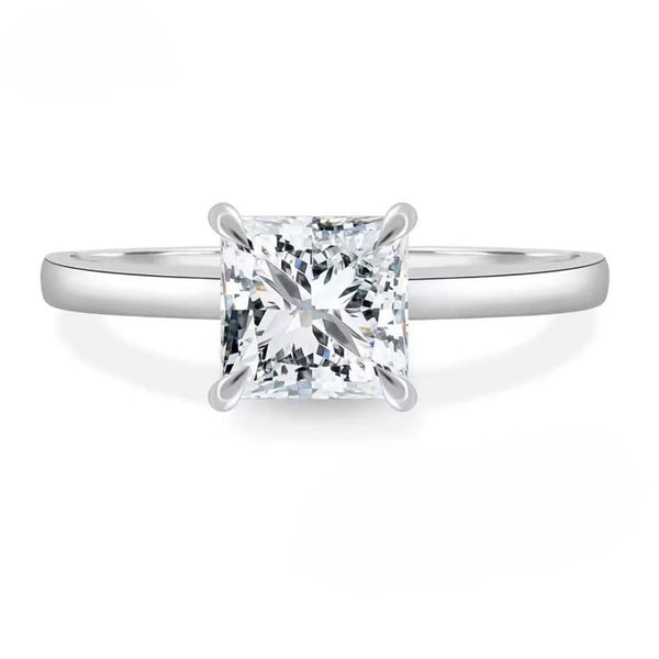 R050-Ainan Custom 2CT Princess Cut Moissanite Solitaire Ring