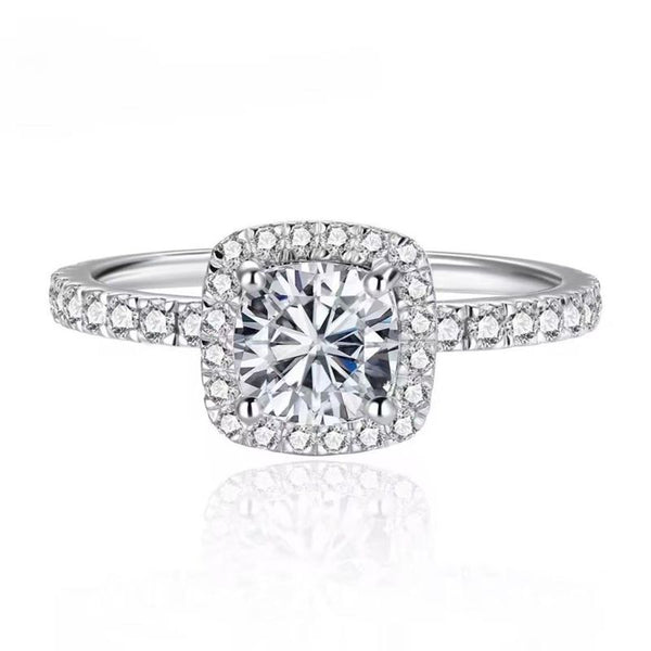R044-Ainan Custom 2ct Round Moissanite Halo Classic Ring
