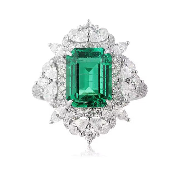 R061-Custom Luxury 3CT Emerald Lab Grown Emerald Ring