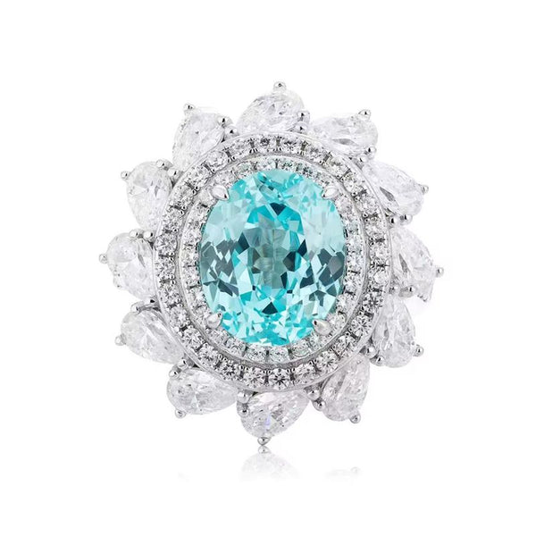 R062-Custom 3CT Oval Cut Lab Grown Paraiba Ring