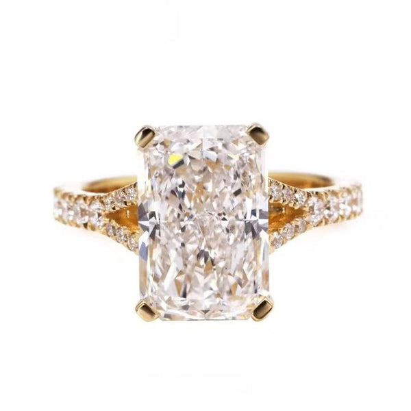 R064-Custom 8CT Radiant Cut Moissanite Wedding Ring