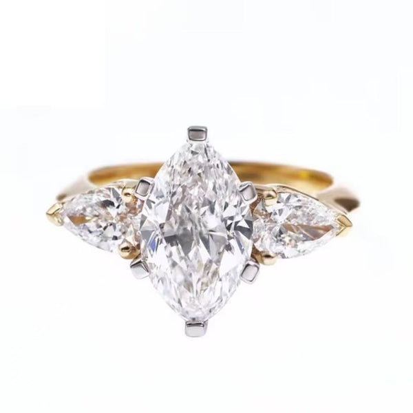 R065-Custom 3CT Maquise Moissanite Wedding Ring
